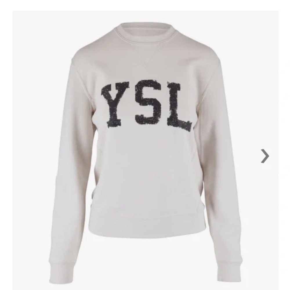 YSL Collegiate Cream Crewneck Sweatshirt with Black Logo